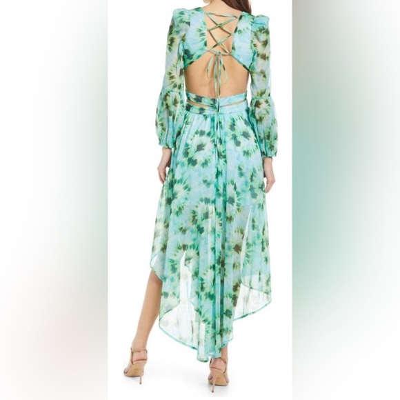 RAHI Lime Tie Dye Willa Cutout Open Back Midi Dress Size Large (12-14) N… - Picture 2 of 16